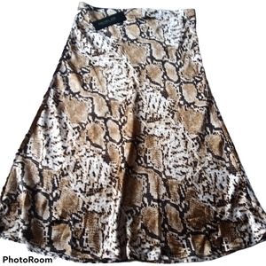 Rachel Zoe Snake Print Satin/Silky Midi Skirt